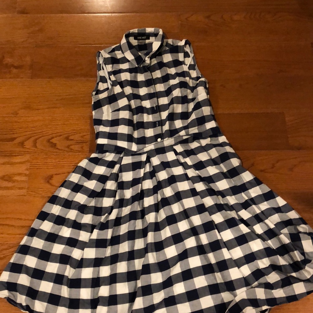 Nine West Blue Gingham Dress